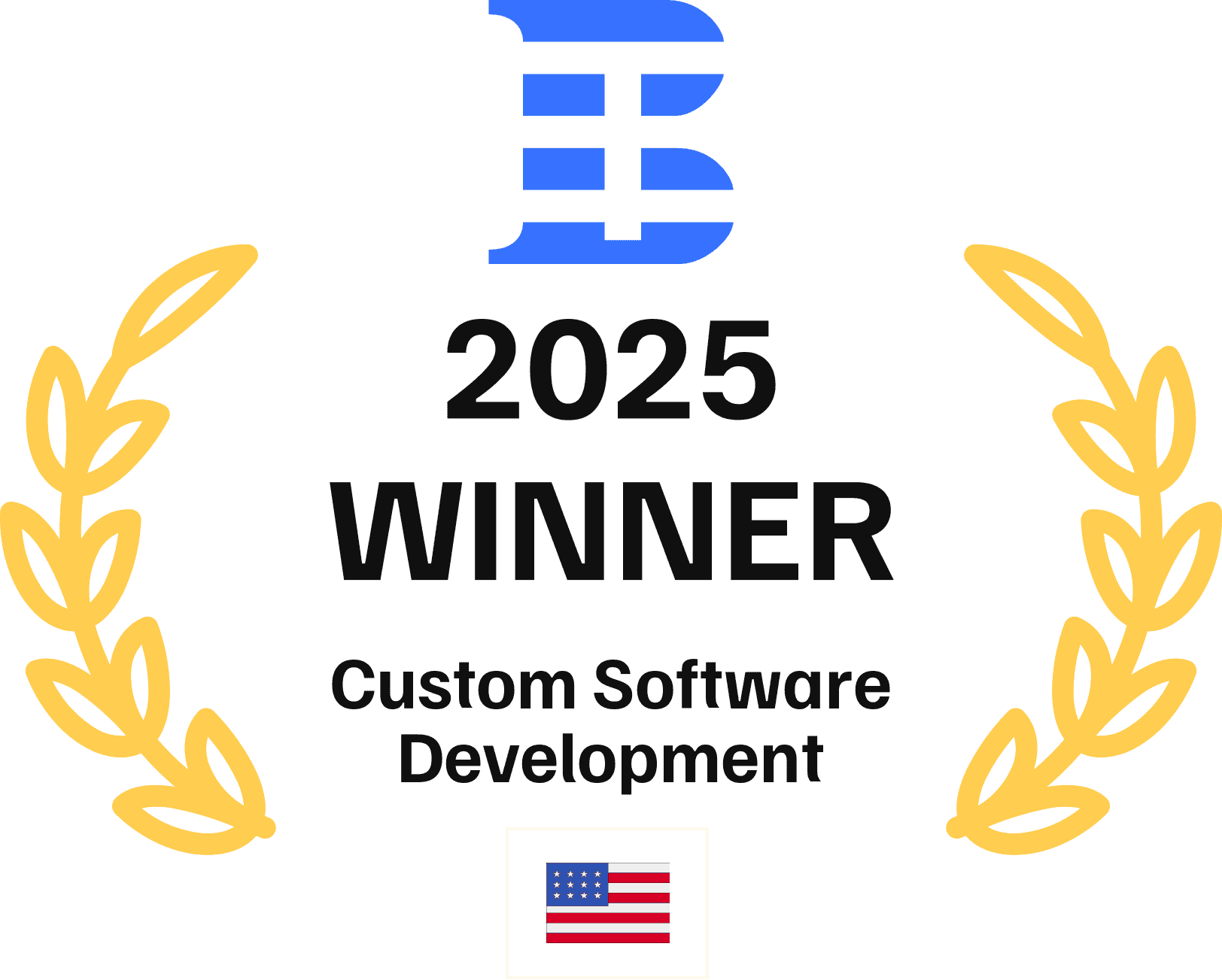 Custom Software Development Winner 2025 - Black Text certificate