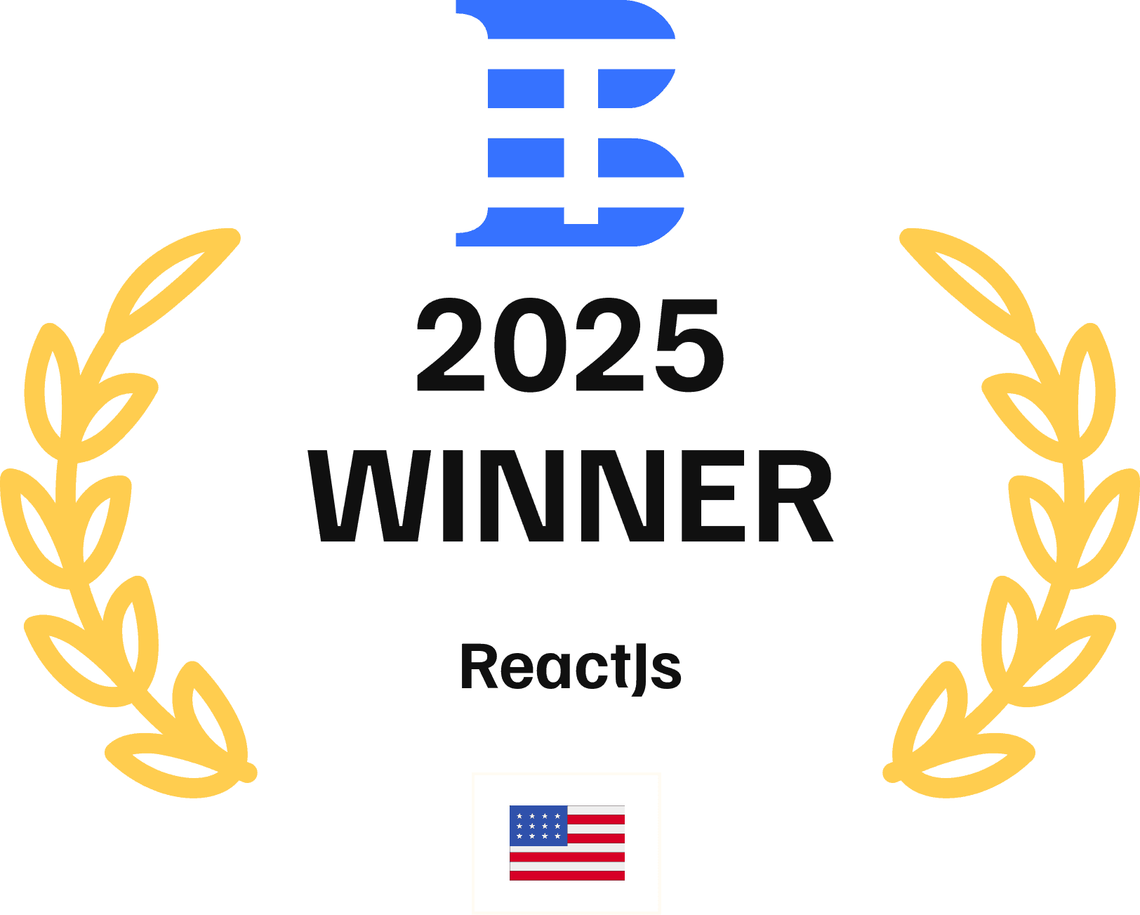 React Winner 2025 - Black Text certificate